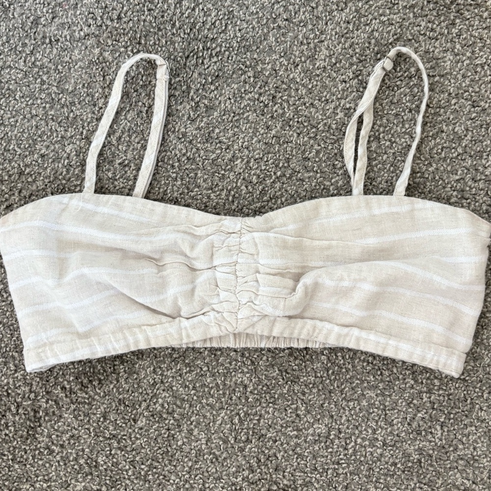 Dynamite Linen‎ Blend Smocked Crop Top Size XS